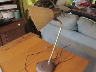 Vtg 1950s Mid Century Modern - Brass Goose Neck Lamp - Atomic Space Age
