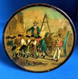 Antique Early 19thc Papier Mache Snuff Box Gang Of Convicts At Woolwich Dockyard