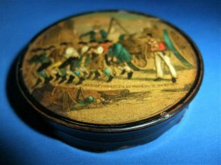 ANTIQUE EARLY 19THC PAPIER MACHE SNUFF BOX GANG OF CONVICTS AT WOOLWICH DOCKYARD 3
