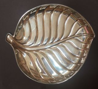 International Silver Tray Silver Plated Leaf Shaped Serving Dish Vintage
