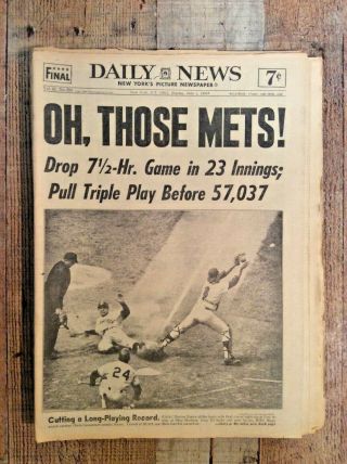 Rare Daily News Complete Newspaper Oh Those Mets June 1,  1964