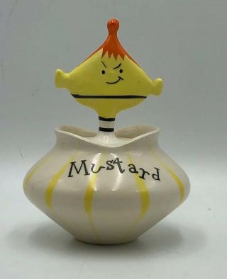 Vintage Holt Howard Pixieware Mustard Jar And Spoofy Spoon