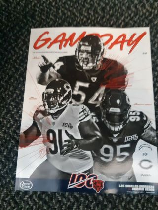 Chicago Bears Vs Los Angeles Chargers Game Program Oct 27,  2019 @ Soldier Field