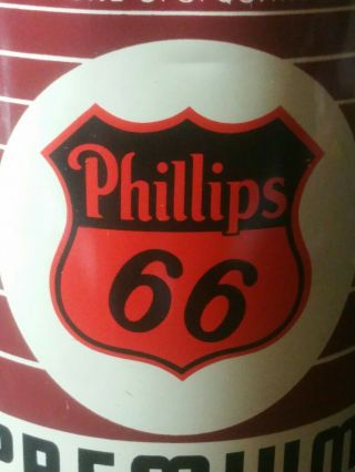 Vintage Full Phillips 66 Premium Motor Oil Quart Can Tin Advertising Sign