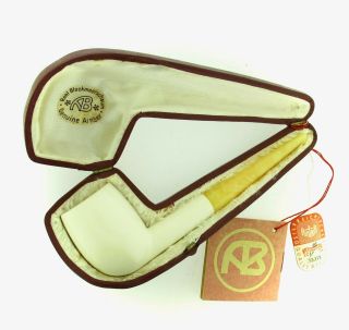 Andreas Bauer Meerschaum Cased Pipe Amber Stem Pipe Unsmoked