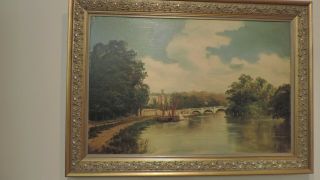 Art Rare Antique Oil Canvas 19th Century Painting Signed By J.  Lewis