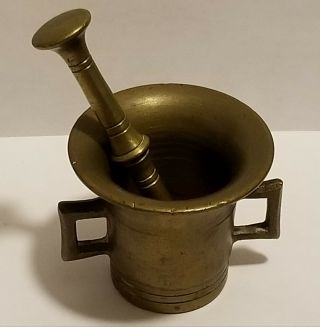 Mortar And Pestle Set Solid Brass Vintage Small 3 Inch Pharmacy Bar Make Offer