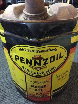 Vintage Pennzoil 5 Gallon Motor Oil Can Z - 7