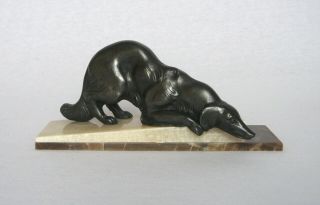 Vintage French Art Deco Hunting Dog Statuette From The 1930s