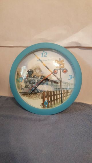 Sound Action Clock Blue Locomotive Train Clock