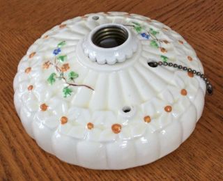 Vintage Art Deco Porcelain Ceiling Floral Light Fixture Ceramic 6” Single Bulb