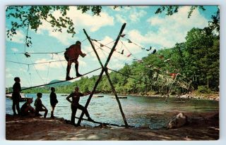 Vintage Postcard Camp No - Be - Bo - Sco Boy Scouts Blairstown Nj Rope Course Bsa