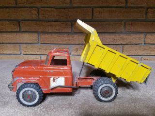 Vintage Hubley Mighty Metal Truck Red Yellow Metal Dump Truck Usa Made
