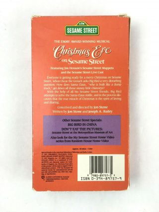 Sesame Street Christmas Eve on Sesame Street VHS Tape 1987 Vintage 3
