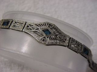 Vintage Sterling Silver Antique 1920 Art Deco Lady Filagree Filigree Bracelet