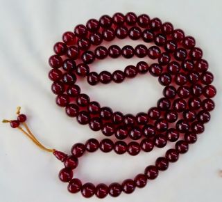 Antique Huge Cherry Amber Bakelite Faturan Prayer Beads Necklace 56 " 205.  4 Grams