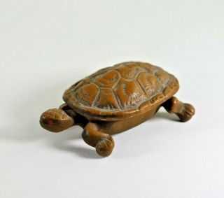Vintage Wilton Brown Turtle Match Or Trinket Box