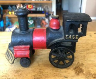Cast Iron Train Case Locomotive Steam Engine Black Red Vintage 7” Toy Vintage ?