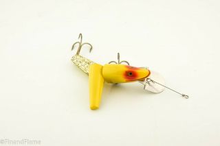 Vintage Heddon Scissor Tail Spook Antique Fishing Lure Yellow Et7