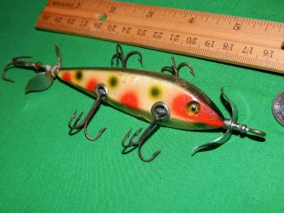 Heddon 00 Dowagiac Minnow Hand - Painted Gills Faceted Wood Body Pre - 1913 Cup Rig