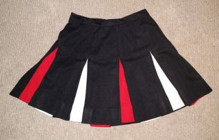 Vintage Dehen Pleated Cheer Real Cheerleading Uniform Skirt Black White Red