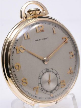 1948 Hamilton 917 Pocket Watch 10s 17 Jewel Adjusted 14k Gold Filled Case