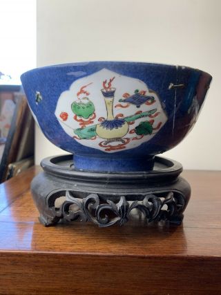 Large 18thc Antique Chinese Famille Verte Bowl Kangxi Period