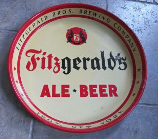 Vintage Fitzgeralds Ale Beer Metal 12 " Round Tray