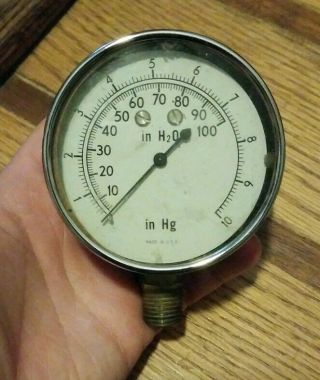 Vintage Hg Water Pressure Us Gauge Meter Steampunk Fitting