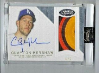Clayton Kershaw 2016 Topps Dynasty 3 Color Jumbo Patch Auto 4/5 Dodgers