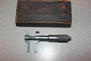 Vintage Brown & Sharpe 252 Machinist Inside Micrometer W/original Wood Box