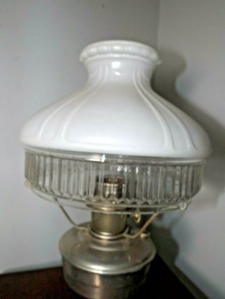 Vintage ALADDIN Model 12 NICKEL Brass Student Table Oil Lamp w Shade 3