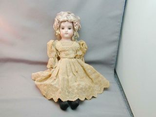Antique German Bisque Head Doll W/old Clothing Marked 11 1/8 "
