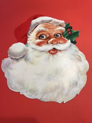 Vintage Christmas Santa Claus Die Cut Decoration Jolly Face