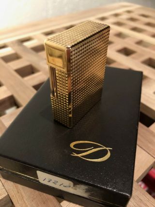 S.  T.  Dupont Ligne 1 Gold Diamond Head Lighter in immaculate 2