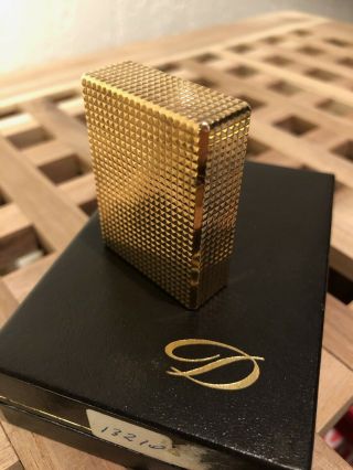 S.  T.  Dupont Ligne 1 Gold Diamond Head Lighter in immaculate 3