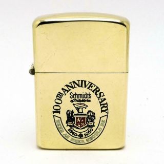 Vintage 1960 Zippo 10k Gold Filled Lighter 100th Ann.  Schmidt 