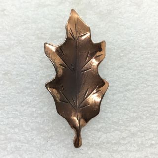 Signed Stuart Nye Vintage Holly Leaf Brooch Pin Copper Christmas Costume Jewelry