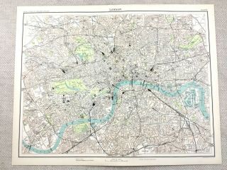 1890 Antique Map Of London England City Street Plan 19th Century