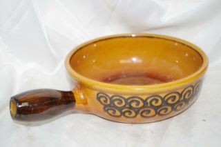 Landert Nwt 20 Vintage Fondue Pot Swiss Stoneware Orange & Brown Pottery