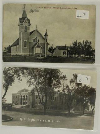 Vintage Postcards Rppc Ac Gym Fargo North Dakota Carrington Catholic Church