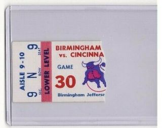 1976 - 77 Cincinnati Stingers Vs Birmingham Bulls Wha Ticket Stub 2/22/77 4 - 4 Tie