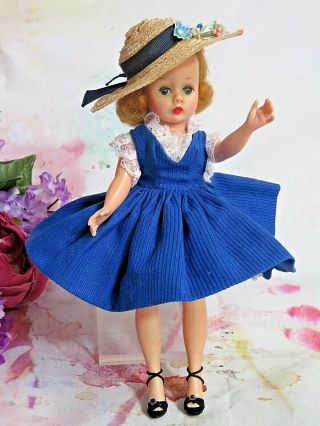 Vintage 1950s Madame Alexander Cissette Doll Tagged Blue Dress Hat Triple Part