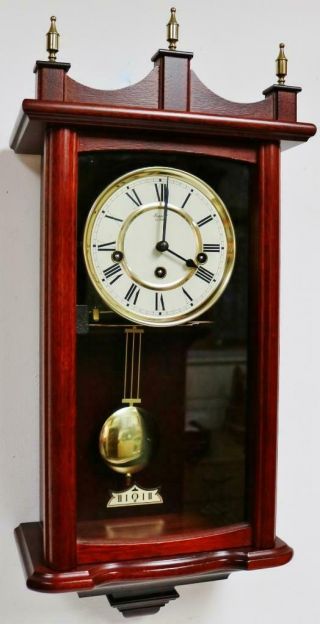 Vintage Rapport Franz Hermle 8 Day Mahogany Musical Westminster Chime Wall Clock