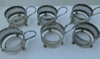 Metal Tea Glass Holders Made In England Set Of Six Vintage Hammered Pattern