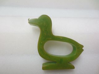 Delightful Bakelite/catalin Duck Napkin Ring In Mottled Jade Green Scarce