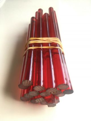 706 Gr.  Cherry Red Transparent Amber Bakelite Catalin Rods Block Part Dice Beads