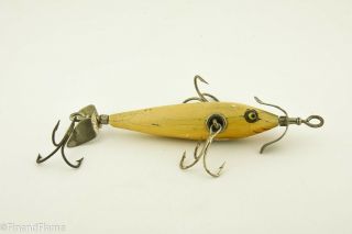 Vintage Heddon Early Cup Rig Underwater Minnow Model 100 In White Eh4