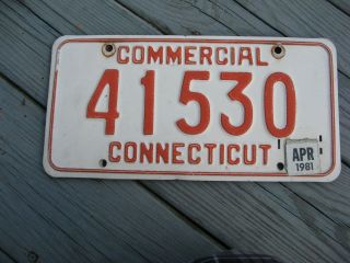 1981 81 Connecticut Ct Commercial Com License Plate 41530