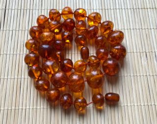 Old Geniune Natural Antique Baltic Vintage Amber Jewelry Stone Necklace
